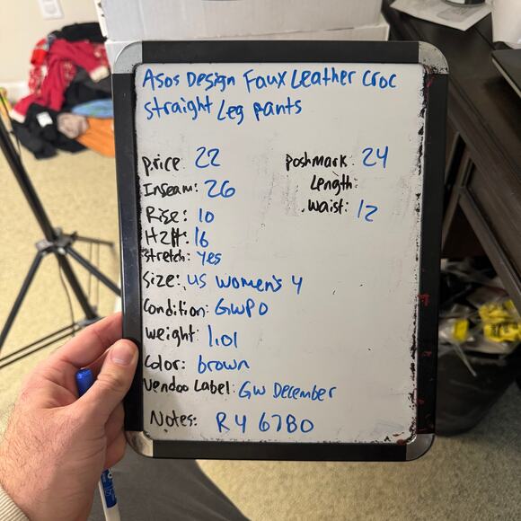 Asos Design Faux Leather Croc Straight Leg Pants US Womens 4 - Picture 6 of 6